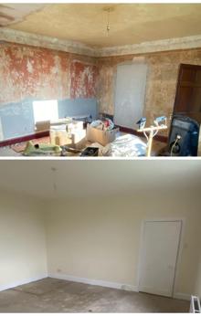 Interior painting finish, before and after contrast