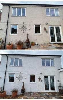 Exterior house project by professional painters, garden view